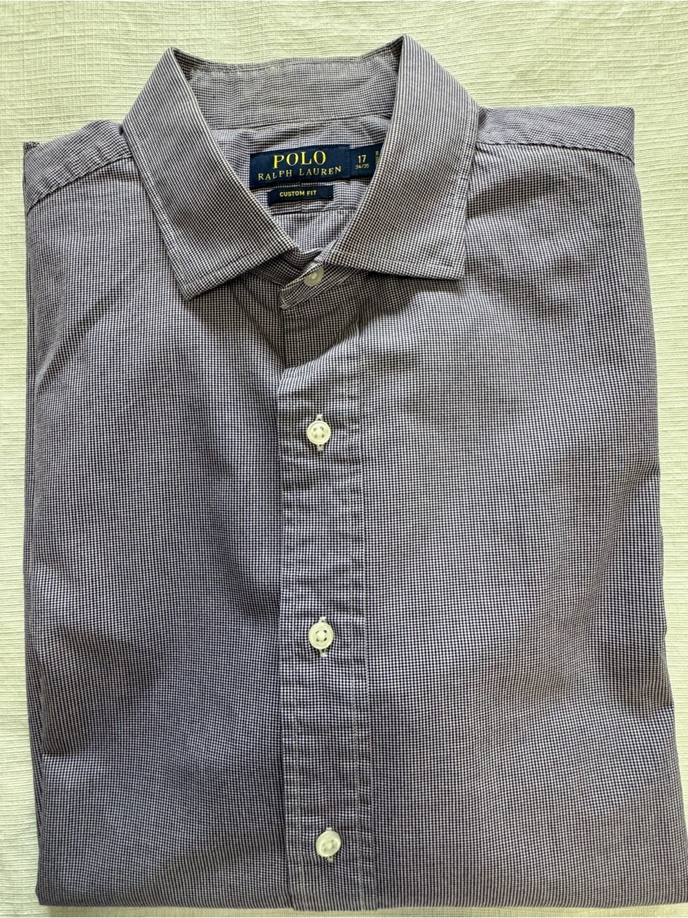 Polo by Ralph Lauren Purple Mini-Check Button-Down Shirt Neck 27